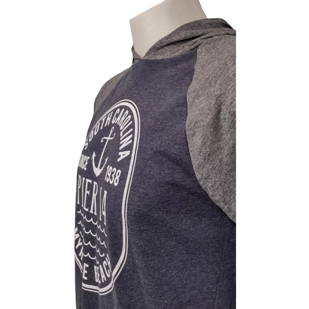Pier 14 Myrtle Beach Hoodie Graphic Shirt M Mens Medium Navy Gray South Carolina